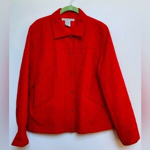 REQUIREMENTS - Vintage Red Quilted Snap Front Jacket - Size XL, 100% Polyester